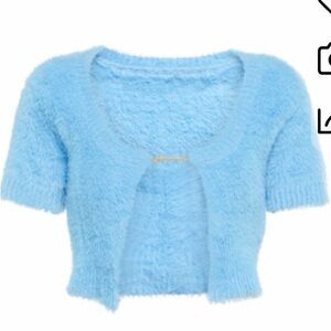 Jacquemus Baby Blue Fuzzy Cropped Knit Top